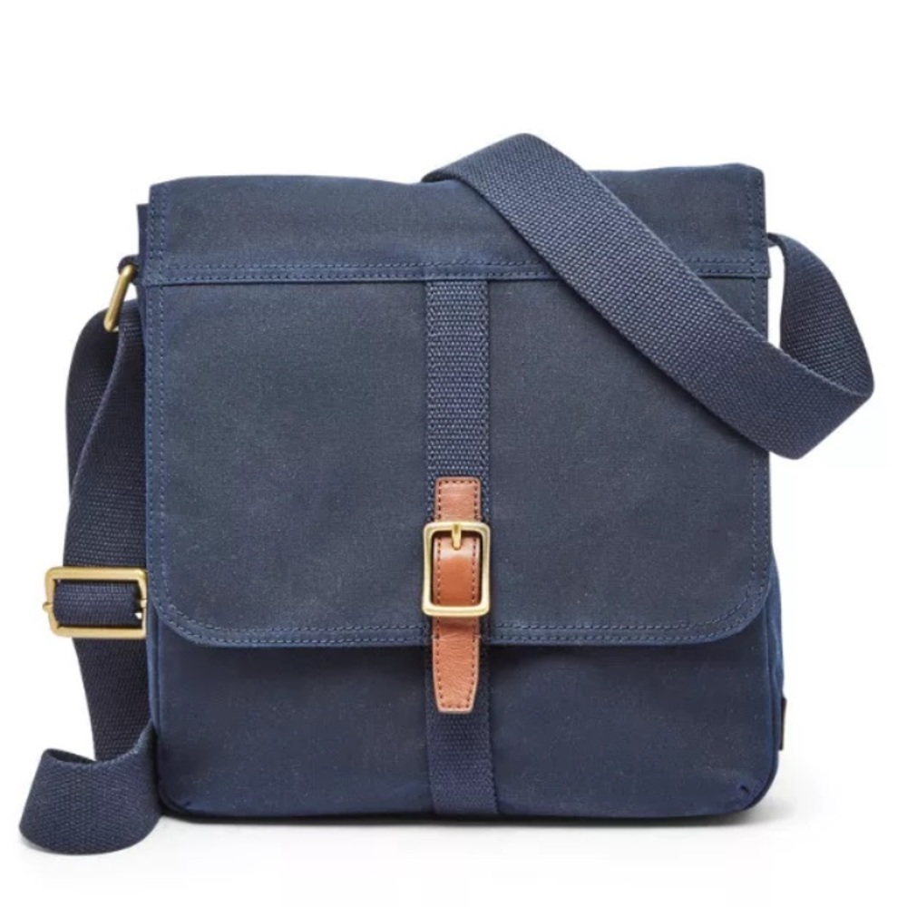 New Fossil Evan City Bag in Navy Blue